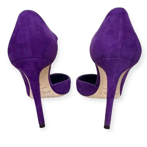 Jimmy Choo Davos 100 Suede Purple Pump Size 37 7 US - Picture 6 of 10
